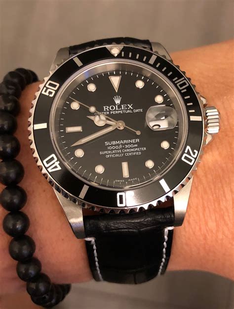 black leather strap for rolex|best leather strap for Rolex.